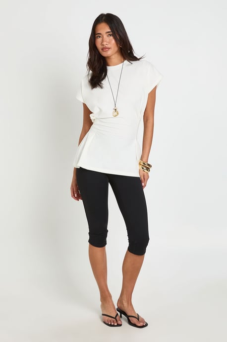 Pleat Waist Peplum T -Shirt - Image 3