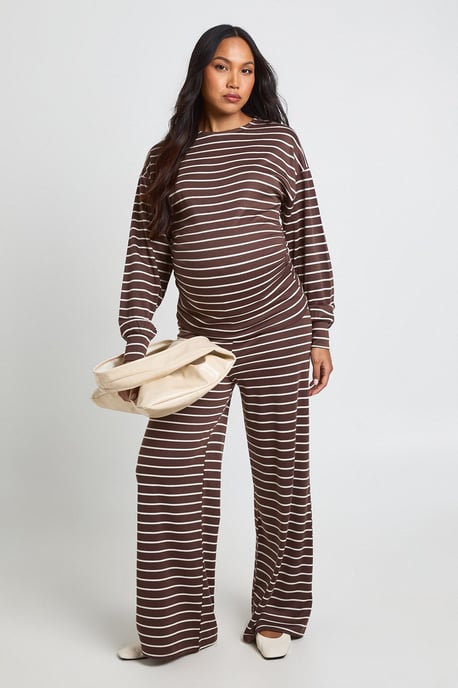 Maternity Soft Stripe Long Sleeve Top - Image 1