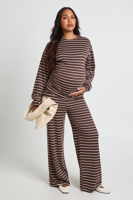 Maternity Soft Stripe Long Sleeve Top - Image 3