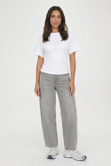 Petite Jersey Ruched Waist Cap Sleeve T-Shirt - Image 1