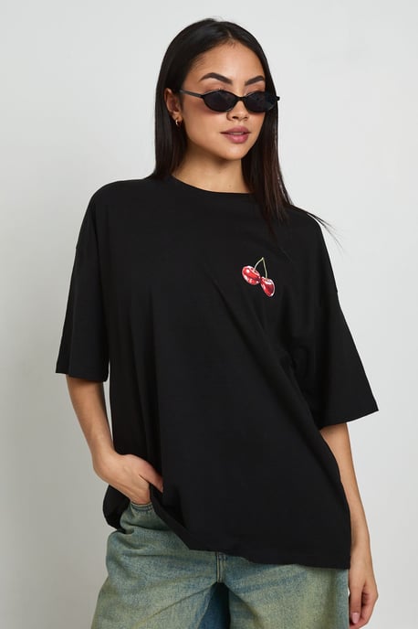 Cherry Print Front and Back Printed T-Shirt - Image 3