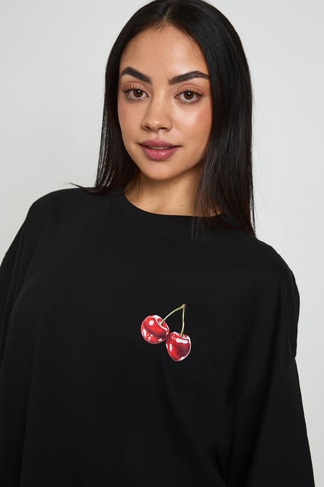 Cherry Print Front and Back Printed T-Shirt - Image 4