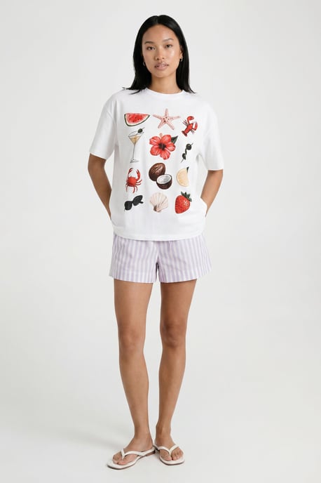 Tropical Collage Printed Oversized T-Shirt - Image 1