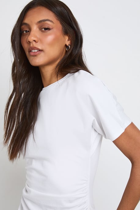 Tall Jersey Ruched Waist Cap Sleeve T-Shirt - Image 4