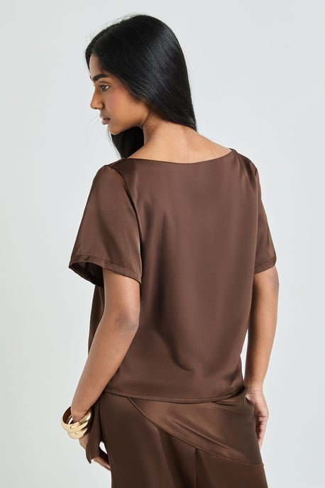 Satin Loose Fit T-Shirt With Tie Trouser Co-Ord - Image 2