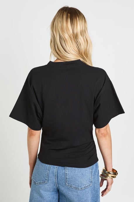 Petite V-Neck Cinched Waist T-Shirt - Image 2