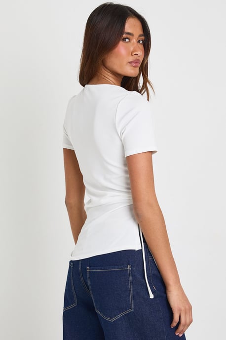 Ribbed Ruched Side T-Shirt - Image 2