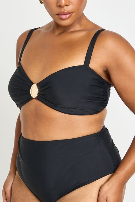 Plus Trim Detail Bikini Top & High Waist Brief Set - Image 4