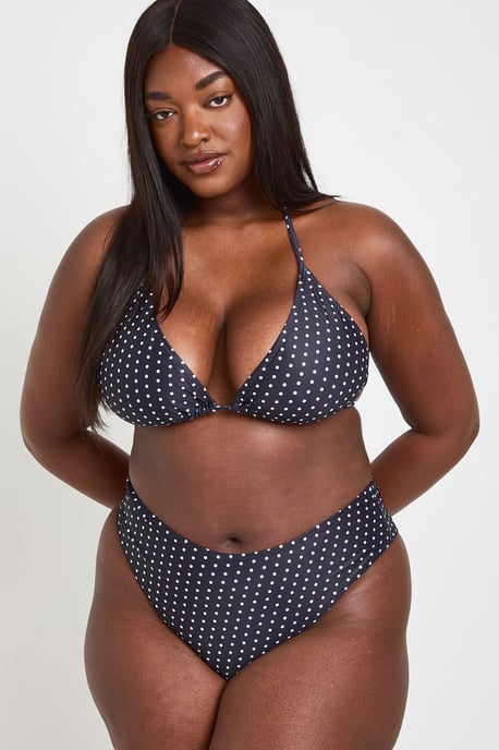 Plus Polka Dot Print Triangle Bikini Top & High Waist Bottom Set - Image 4