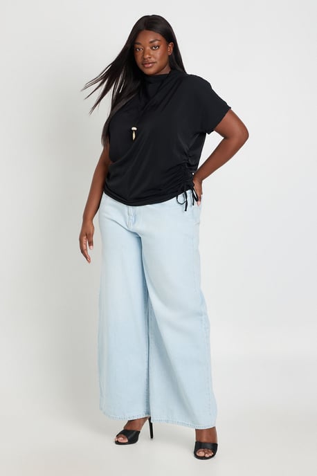 Plus Side Drape Tie Detail Blouse - Image 3
