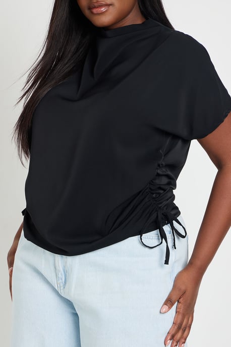 Plus Side Drape Tie Detail Blouse - Image 4