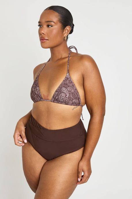 Plus Tummy Control Wrap Over Waist Bikini Bottom - Image 1