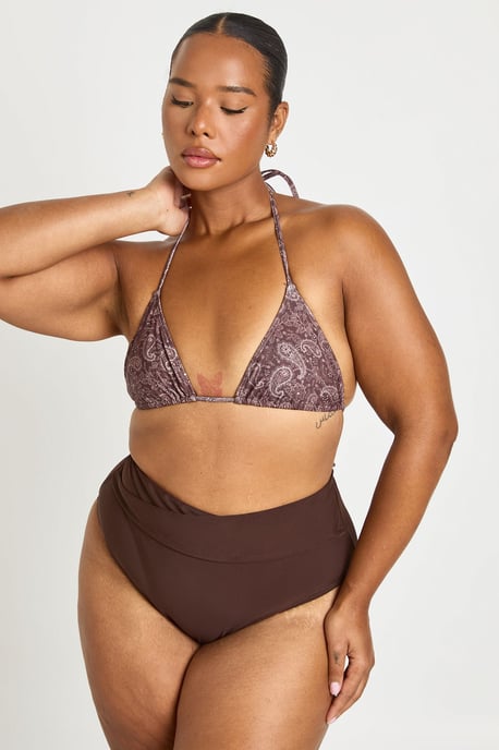 Plus Tummy Control Wrap Over Waist Bikini Bottom - Image 3