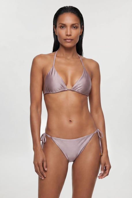 Metallic Bikini Bottom With Bead Detail - Image 1