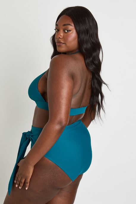Plus Tummy Control Wrap Detail High Waist Bikini Bottom - Image 2