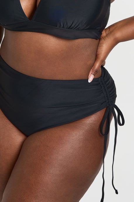 Plus Tummy Control Ruched High Waist Bikini Bottom - Image 4