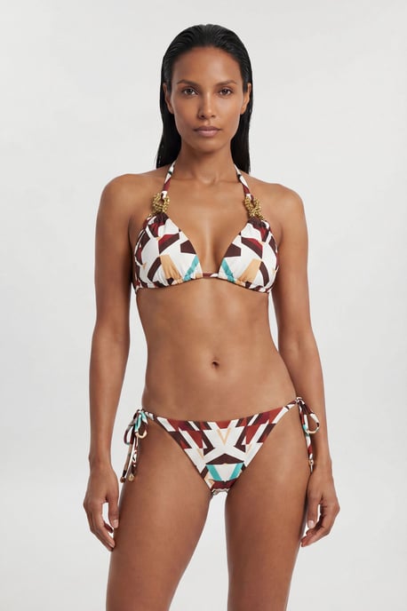 Trim Detail Printed Bikini Bottom - Image 1