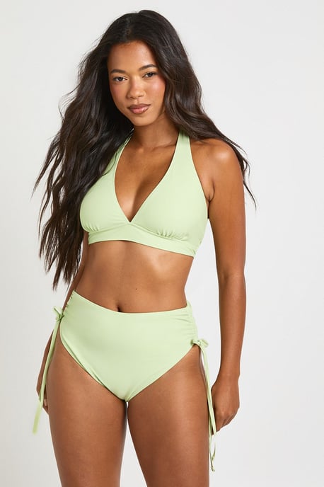 Tummy Control Ruched High Waist Bikini Bottom - Image 3