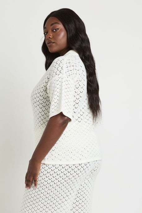 Plus Knitted V Neck Beach Top - Image 2