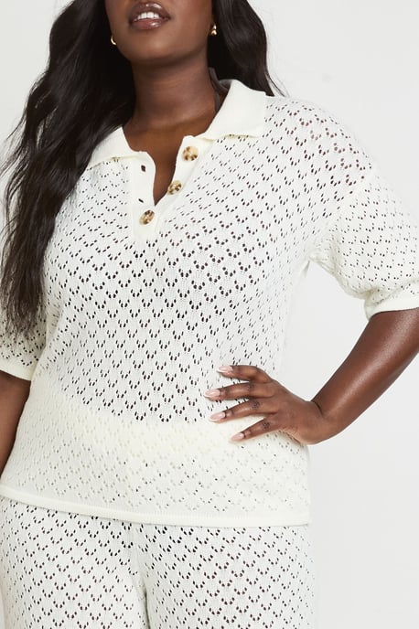 Plus Knitted V Neck Beach Top - Image 4
