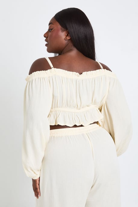 Plus Textured Beach Bardot Top - Image 2