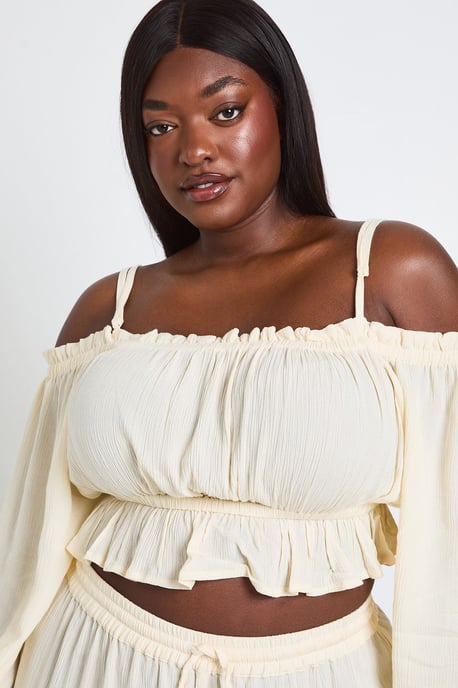 Plus Textured Beach Bardot Top - Image 4