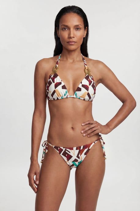 Trim Detail Geo Print Bikini Top - Image 4