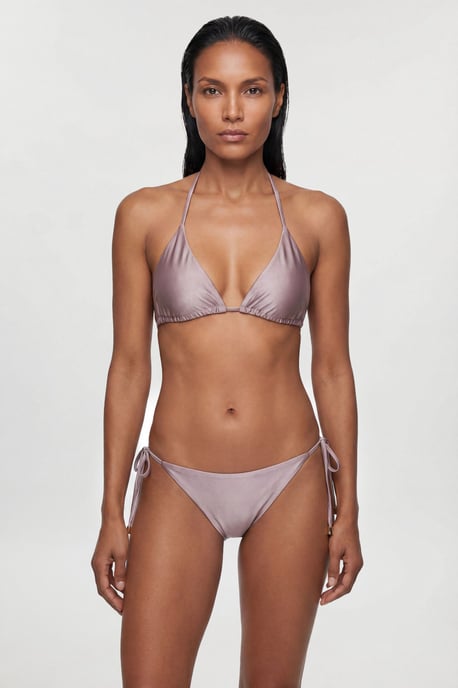 Metallic Bikini Top With Bead Detail - Image 1