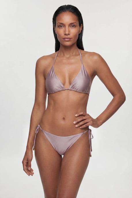 Metallic Bikini Top With Bead Detail - Image 4