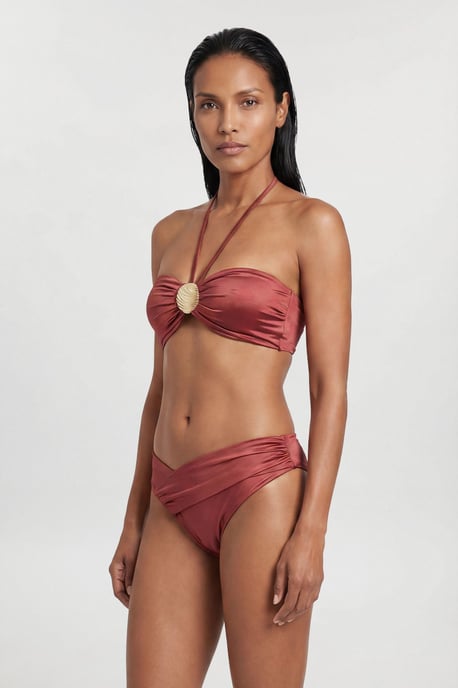 Metallic Bikini Top With Hardware Detail - Image 1