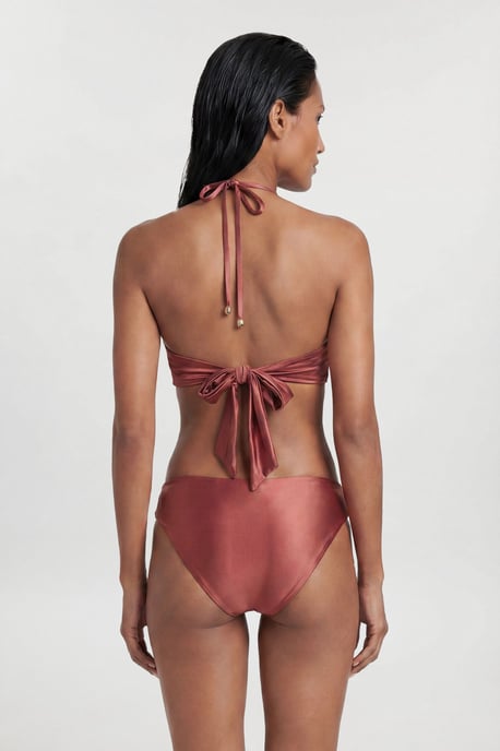 Metallic Bikini Top With Hardware Detail - Image 3