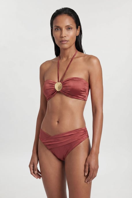 Metallic Bikini Top With Hardware Detail - Image 4