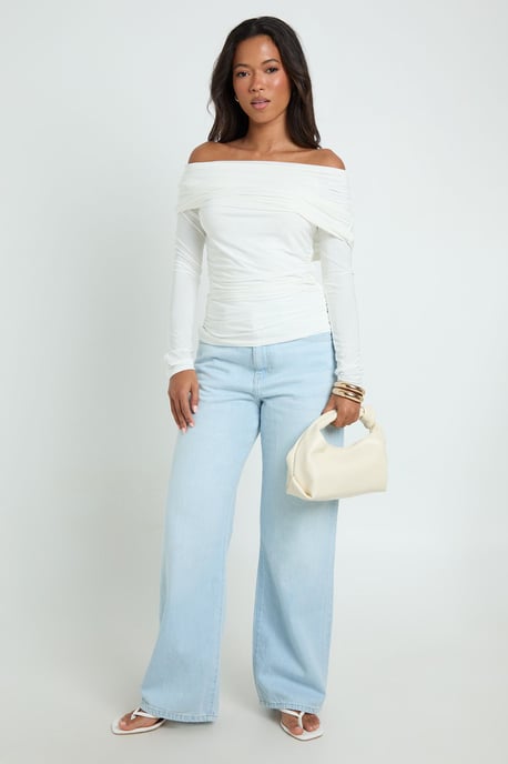 Fold Over Neck Long Sleeve Top - Image 3