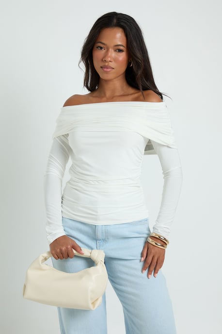 Fold Over Neck Long Sleeve Top - Image 4