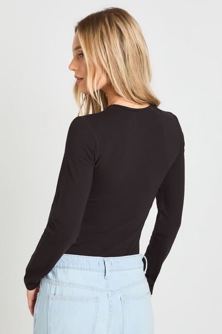Petite Basic Long Sleeve Crew Neck Bodysuit - Image 2