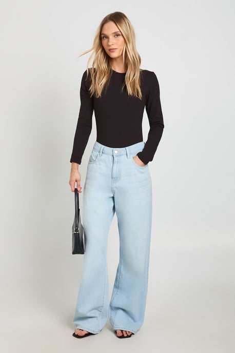 Petite Basic Long Sleeve Crew Neck Bodysuit - Image 3