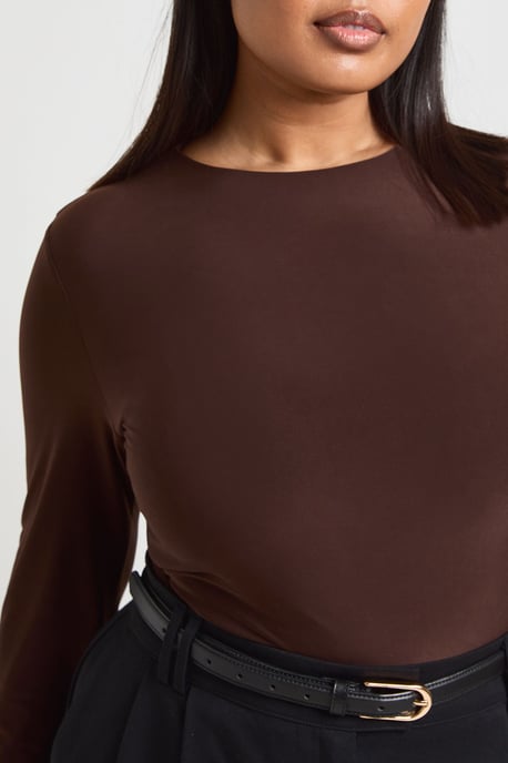 Plus Double Layer Slinky Long Sleeve Bodysuit - Image 4