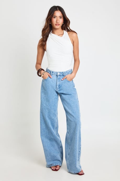 Ruched One Shoulder Mesh Panel Bodysuit - Image 3