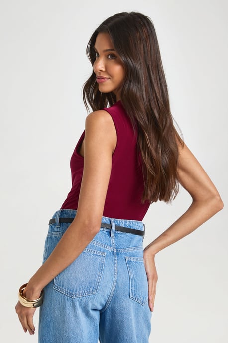 Slinky Twist Side Detail Cut Out Bodysuit - Image 3