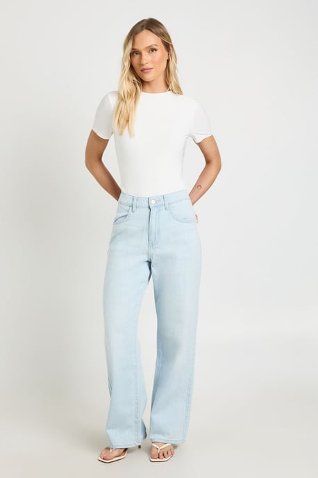 Petite Double Layer Slinky Short Sleeve Bodysuit - Image 3