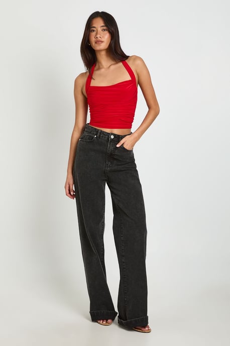 Ruched Square Neck Halter Top - Image 3