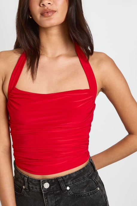 Ruched Square Neck Halter Top - Image 4