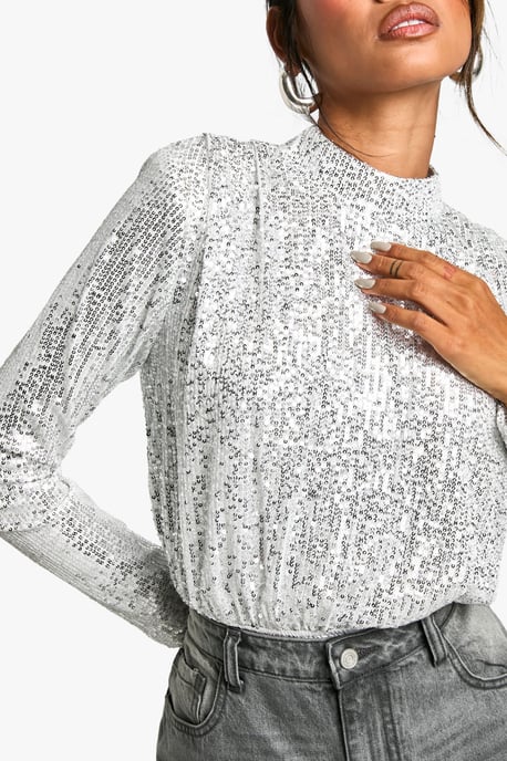 High Neck Sequin Bodysuit - Image 4