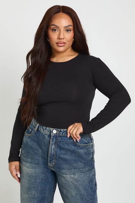 Plus Long Sleeve Crew Neck Bodysuit - Image 1