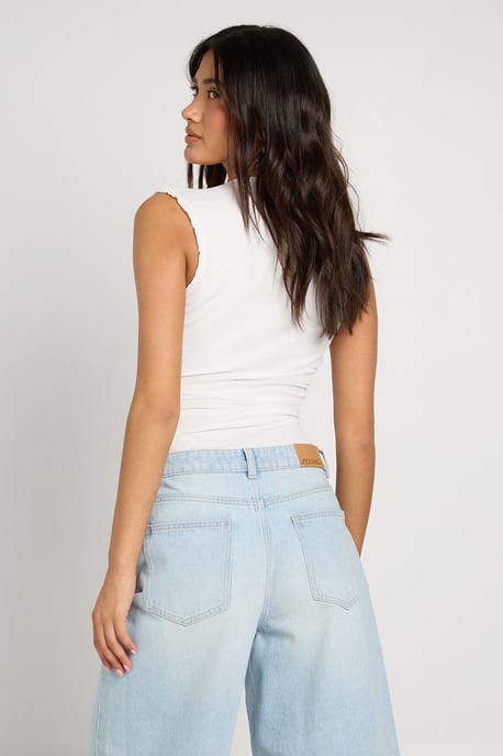Mesh Ruched Neckline Bodysuit - Image 2