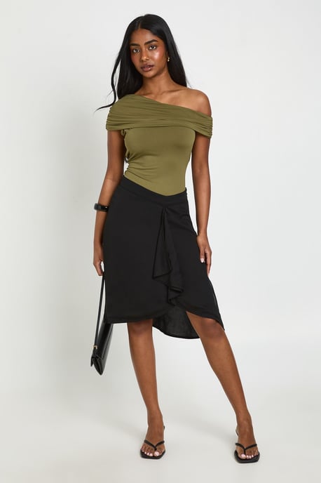 Matte Slinky Off TheShoulder Bodysuit - Image 1