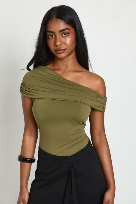 Matte Slinky Off TheShoulder Bodysuit - Image 3