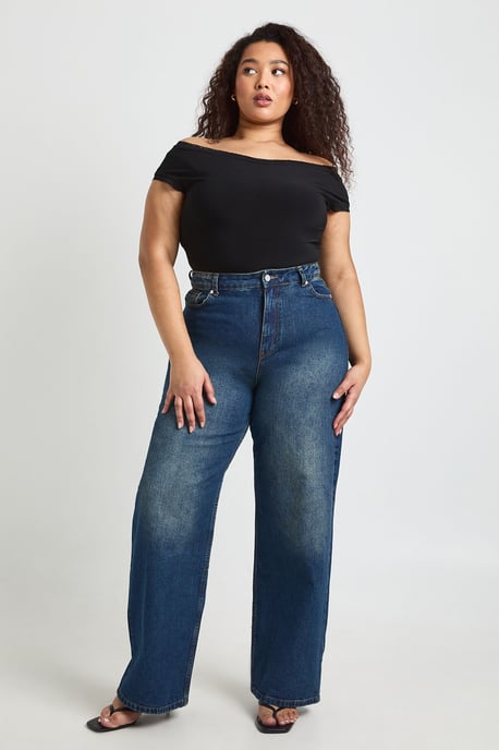 Plus Lace Trim Off The Shoulder Bodysuit - Image 3