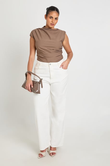 Plus Ruched Grown On Neck Bodysuit - Image 3