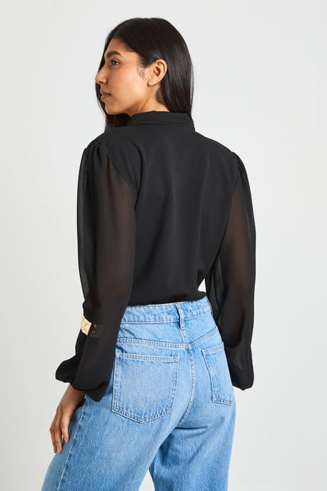 Tall Wrap Chiffon Sleeve Bodysuit - Image 2